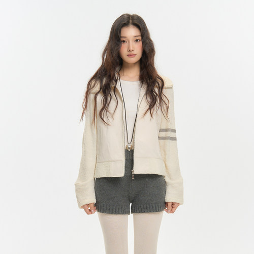 Pinkers联名款韩系复古针织拼接夹克外套女秋宽松休闲百搭上衣女