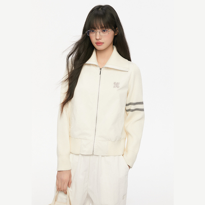 Pink ers联名款春秋休闲辣妹设计感毛衣女拼接夹克百搭短款外套女