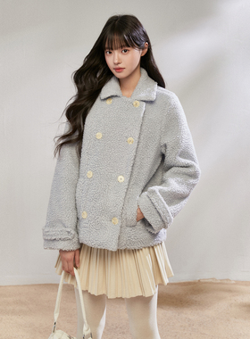 Pinkers联名款韩系毛呢外套女秋冬季宽松休闲百搭上衣外套女