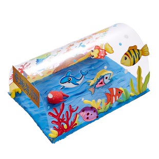 海底水族馆手工diy儿童创意美术绘画粘土涂色制作幼儿园材料包