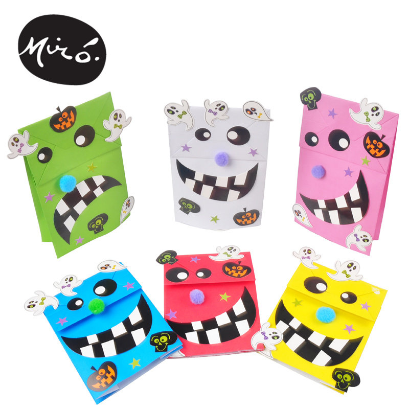 万圣节手工diy大嘴讨糖纸袋手偶儿童创意粘贴制作玩具幼儿园材料