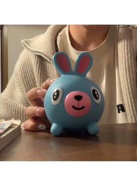 儿童玩具吐舌头公仔可爱发泄减压创意吐舌蓝色小兔子发声挤压玩具