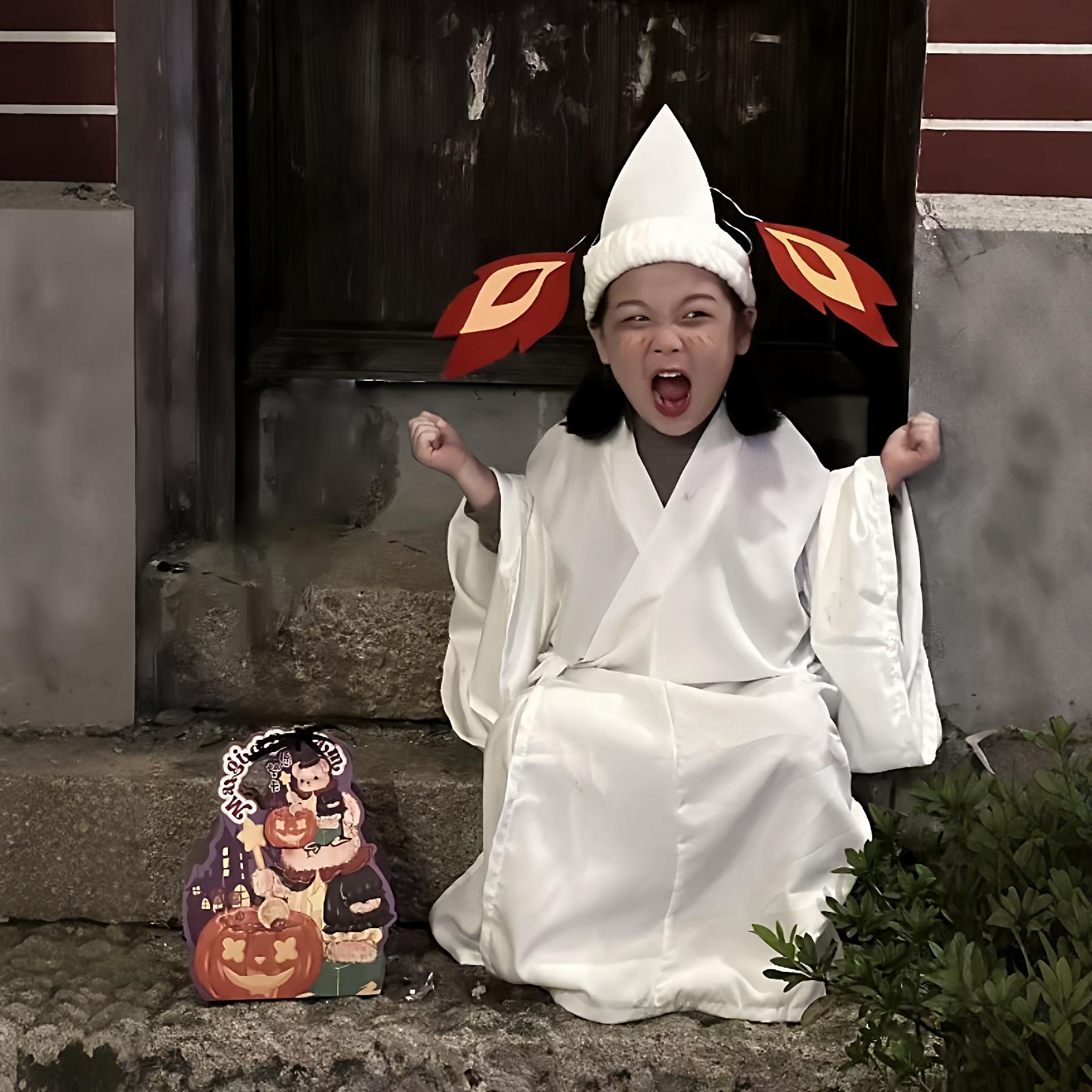 万圣节儿童cos服湘琴同款可爱鬼幽灵无脸男扮鬼装搞怪节日氛围感