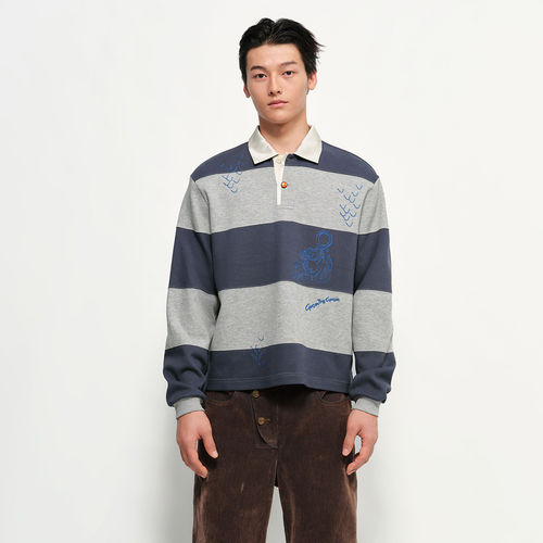 GARCON BY GARCON 26AW 羽毛钥匙链拼接polo长袖 老虎上上山