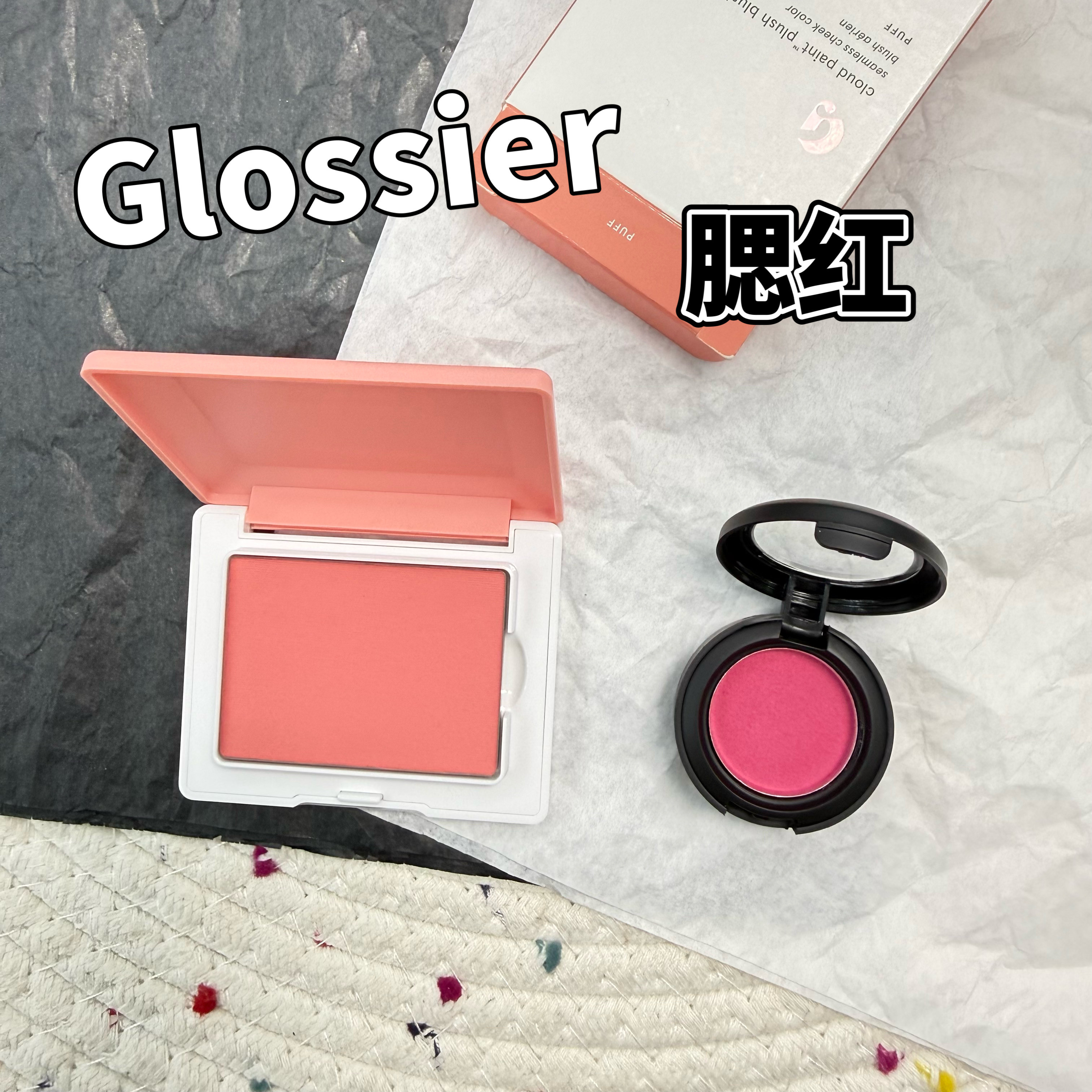 新品Glossier Cloud Paint Plush丝绒腮红小样柔和哑光puff试色