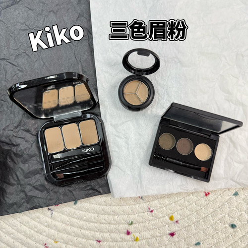 KIKO新款三色眉粉小样眉蜡眉笔立体修饰眉型持久自然棕色01试色