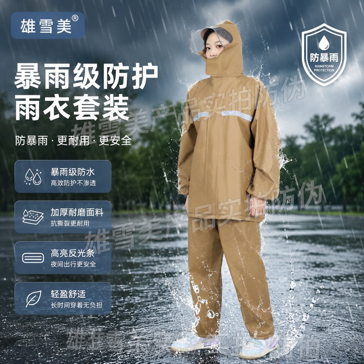 加厚分体雨衣防暴雨外卖骑手电动摩托车双层防风防水骑行反光雨裤