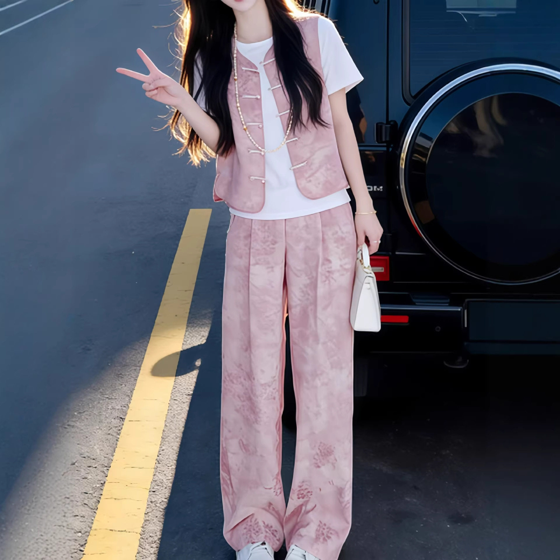 新中式国风休闲运动套装女2026夏季新款高级感洋气马甲长裤三件套