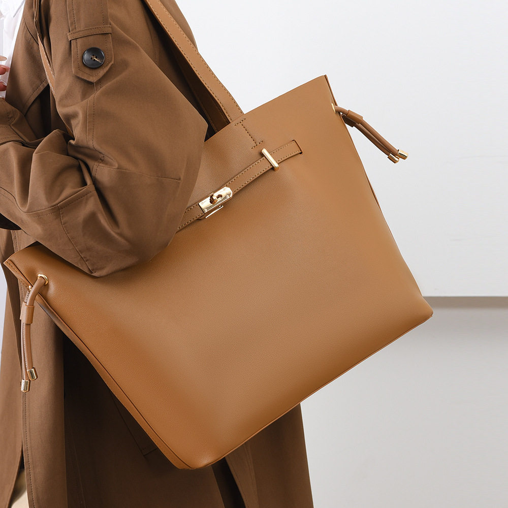 水桶包跨境新款简约女士手提包百搭时尚单肩包女大容量通勤托特包