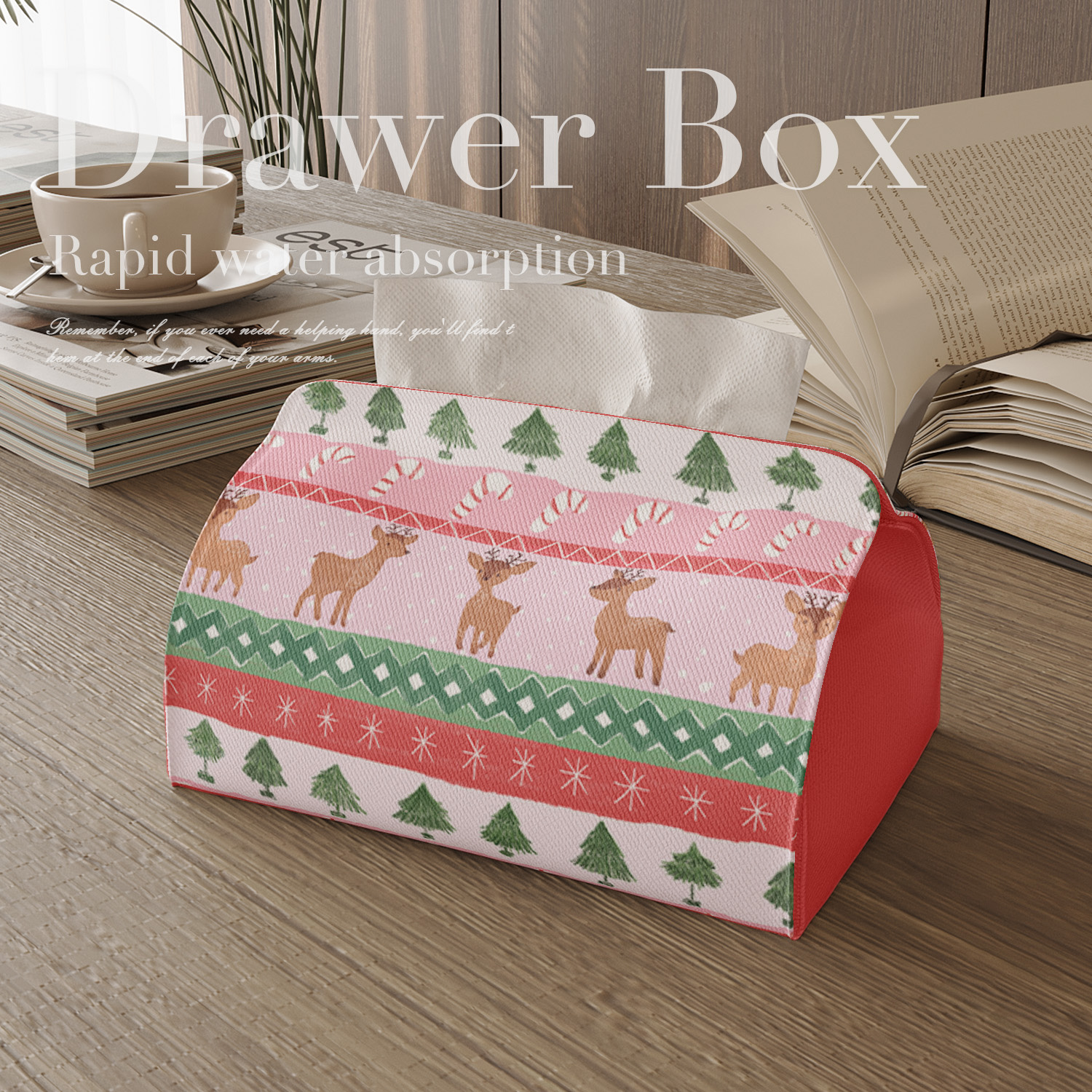 圣诞主题 布艺纸巾盒客厅轻奢风高档设计感茶几抽纸盒高级感家