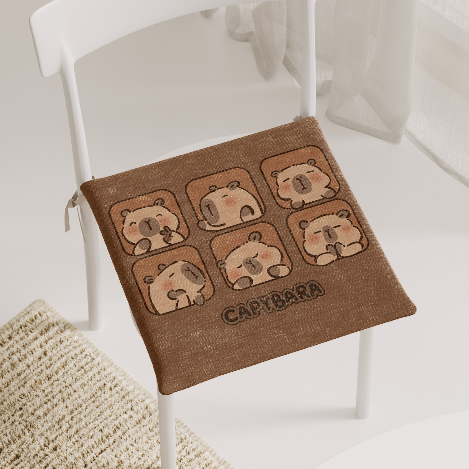 卡皮巴拉坐垫椅子垫办公室久坐椅垫学生凳子屁股垫餐椅垫子家用