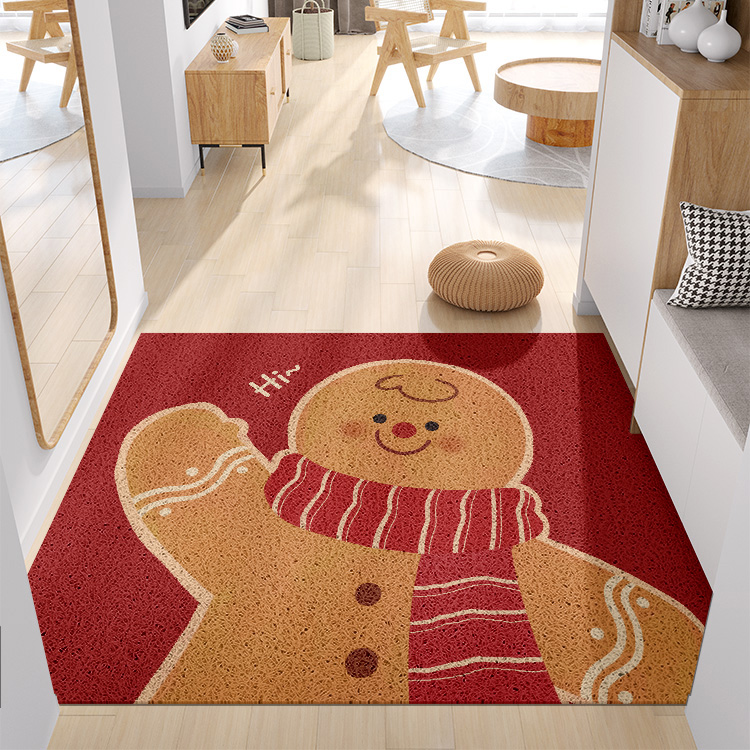 可爱姜饼人入户门丝圈地垫超大门垫门厅大门口地毯进门脚垫古典风