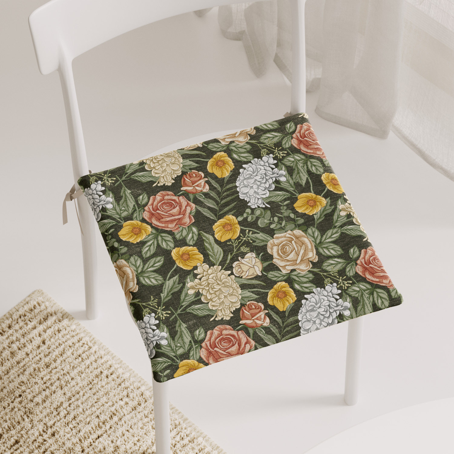 美式乡村田园坐垫椅子垫办公室久坐椅垫学生凳子屁股垫餐椅垫子家