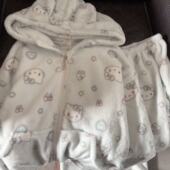 KT猫睡衣软fufu连帽睡衣法兰绒可爱女秋冬季 卡通加厚保暖家居套装