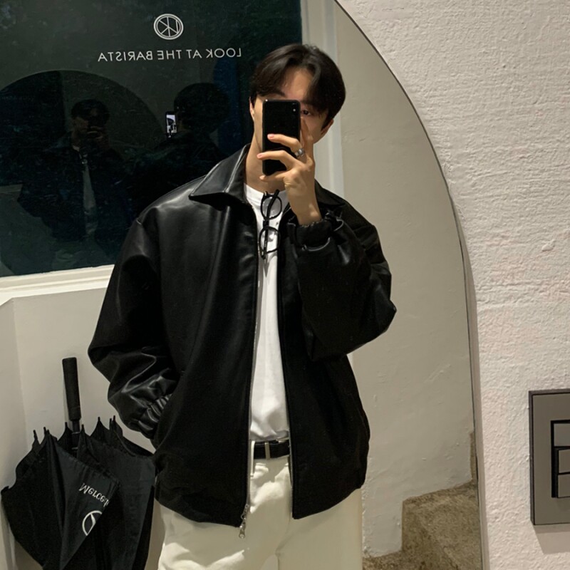 706-2-CPY018-P105男士宽松工装皮夹克情侣休闲痞帅皮衣外套,男装皮衣,星座706-2