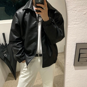 706-2-CPY018-P105 男士宽松工装皮夹克情侣休闲痞帅皮衣外套图片