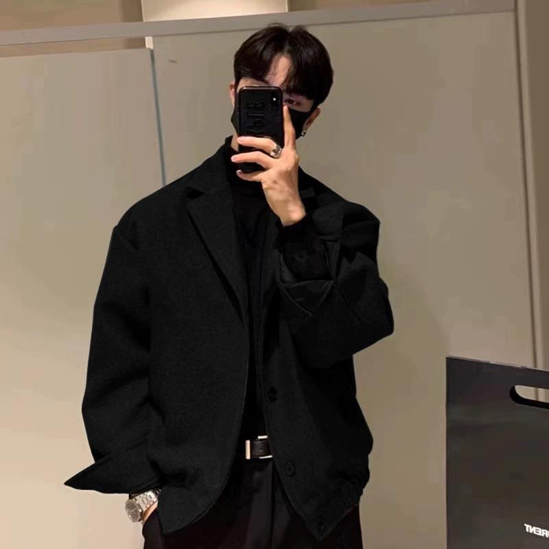 706-2-C1988-P85特P现货毛呢大衣男韩版短款宽松痞帅夹克外套，男装夹克，星座706-2