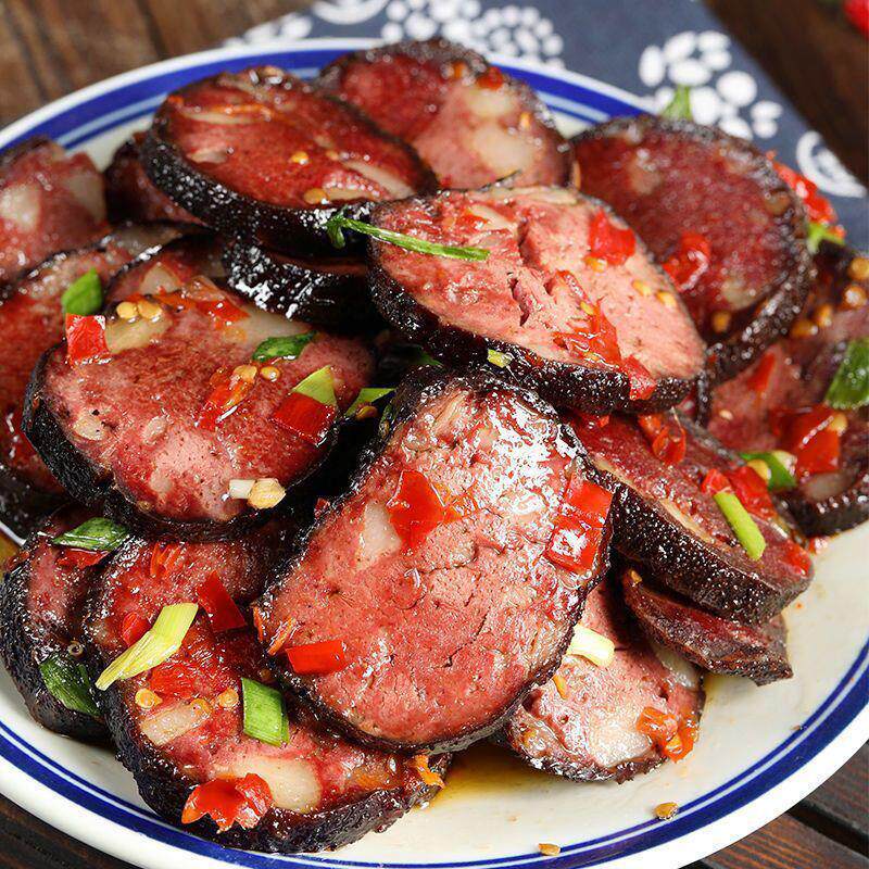 湖南邵阳特产柴火猪血丸子农家烟熏猪血粑圆子宝庆丸子血粑粑食品