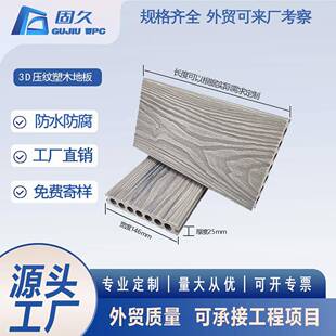 户外wpc地板圆孔混色木纹压纹地板14625厚庭院露台户外景观地板