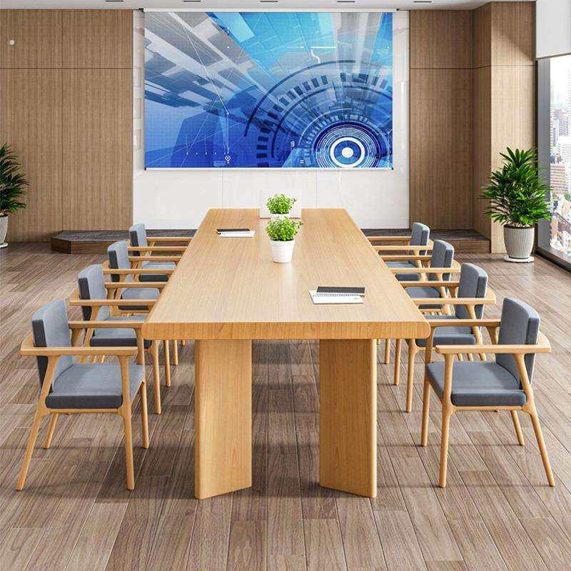 实木办公桌会议室多人洽谈桌现代简约办公室职员大型三米大书桌
