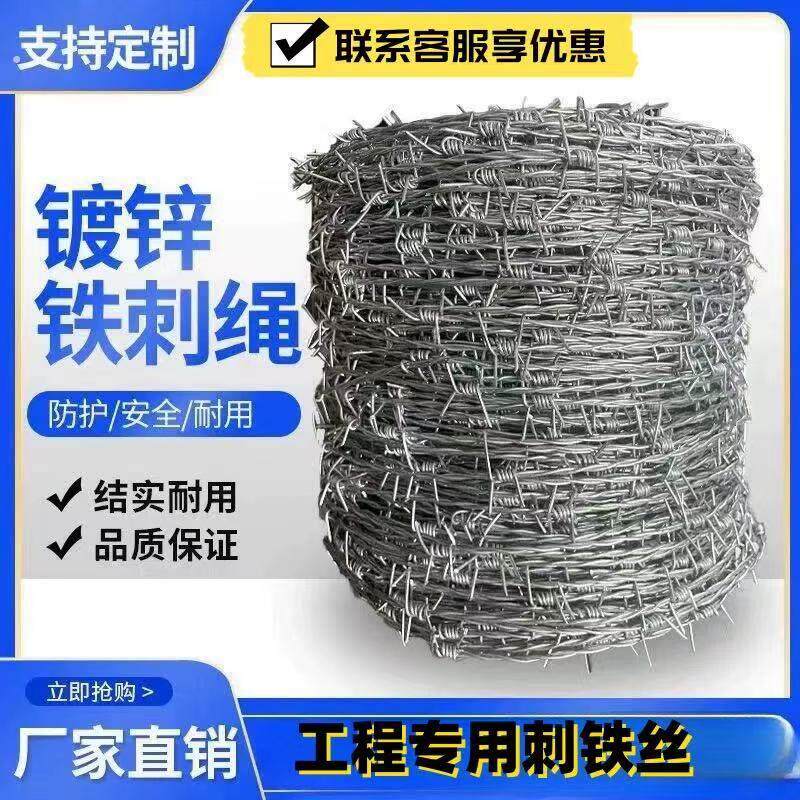 镀锌钢丝刺绳防爬刺防盗刺铁蒺藜刺铁丝防锈铁丝网围栏围墙网防护