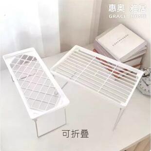 桌面小型置物架迷你收纳层架厨房二层架子镂空塑料折叠柜子里分层
