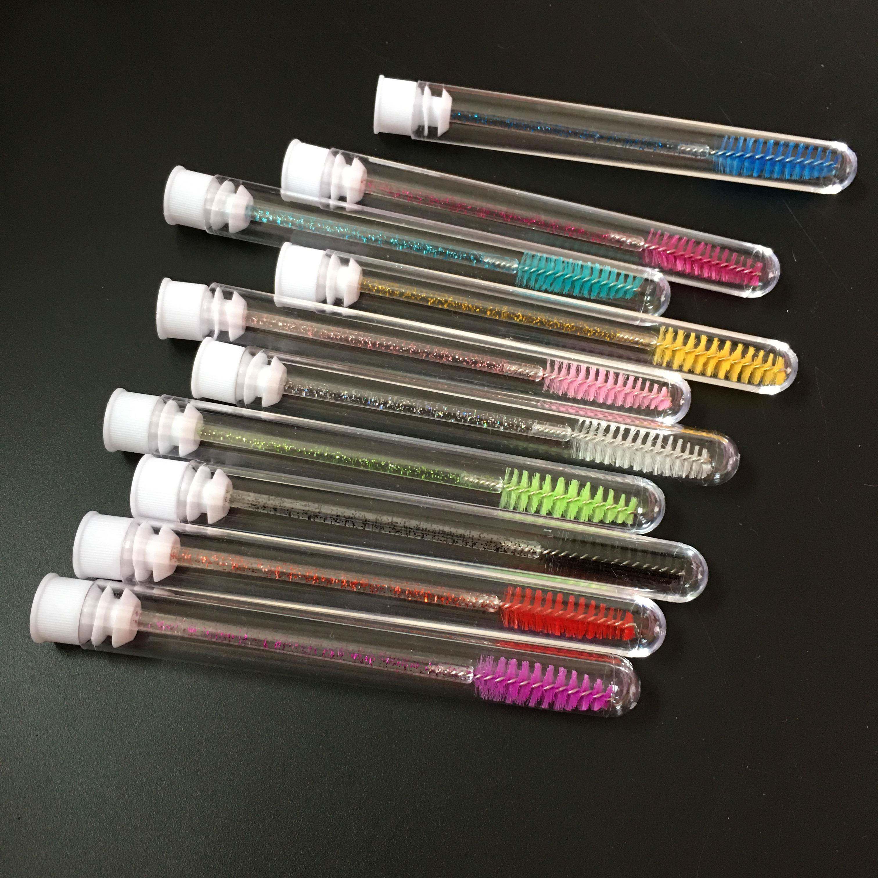 50只独立管装 瓶装桶装睫毛刷 一次性水晶杆睫毛刷卫生