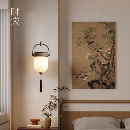宋氏美学小吊灯北美黑胡桃木新中式客厅玄关走廊过道禅意民宿吊灯