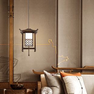 宋氏美学小吊灯禅意茶室入户玄关床头小吊仿古凉亭新中式灯具