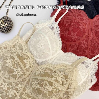 蕾丝文胸女透色蕾丝花边吊带