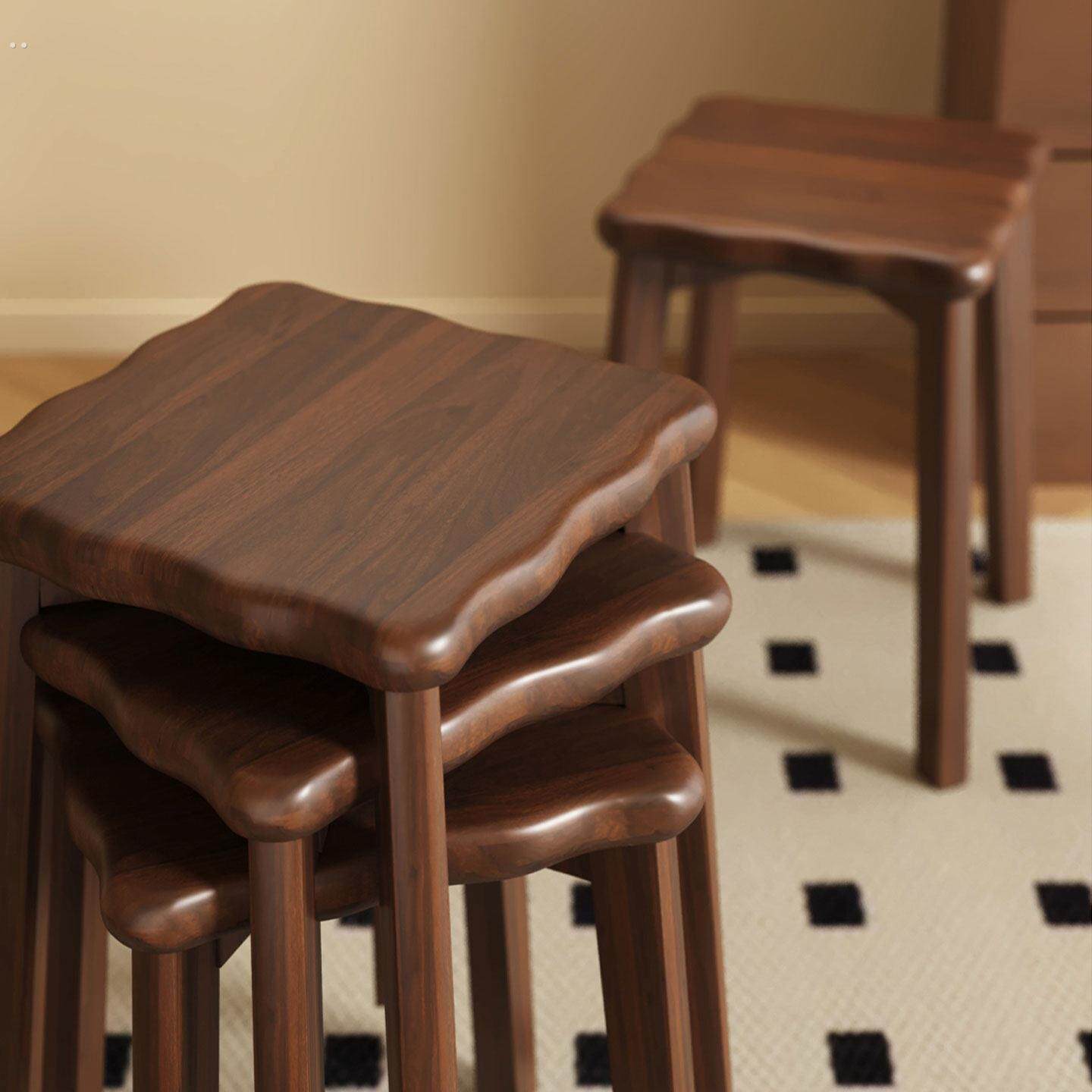 实木凳子家用客厅小椅子可叠放餐桌板凳结实耐用餐饮商用备用方凳