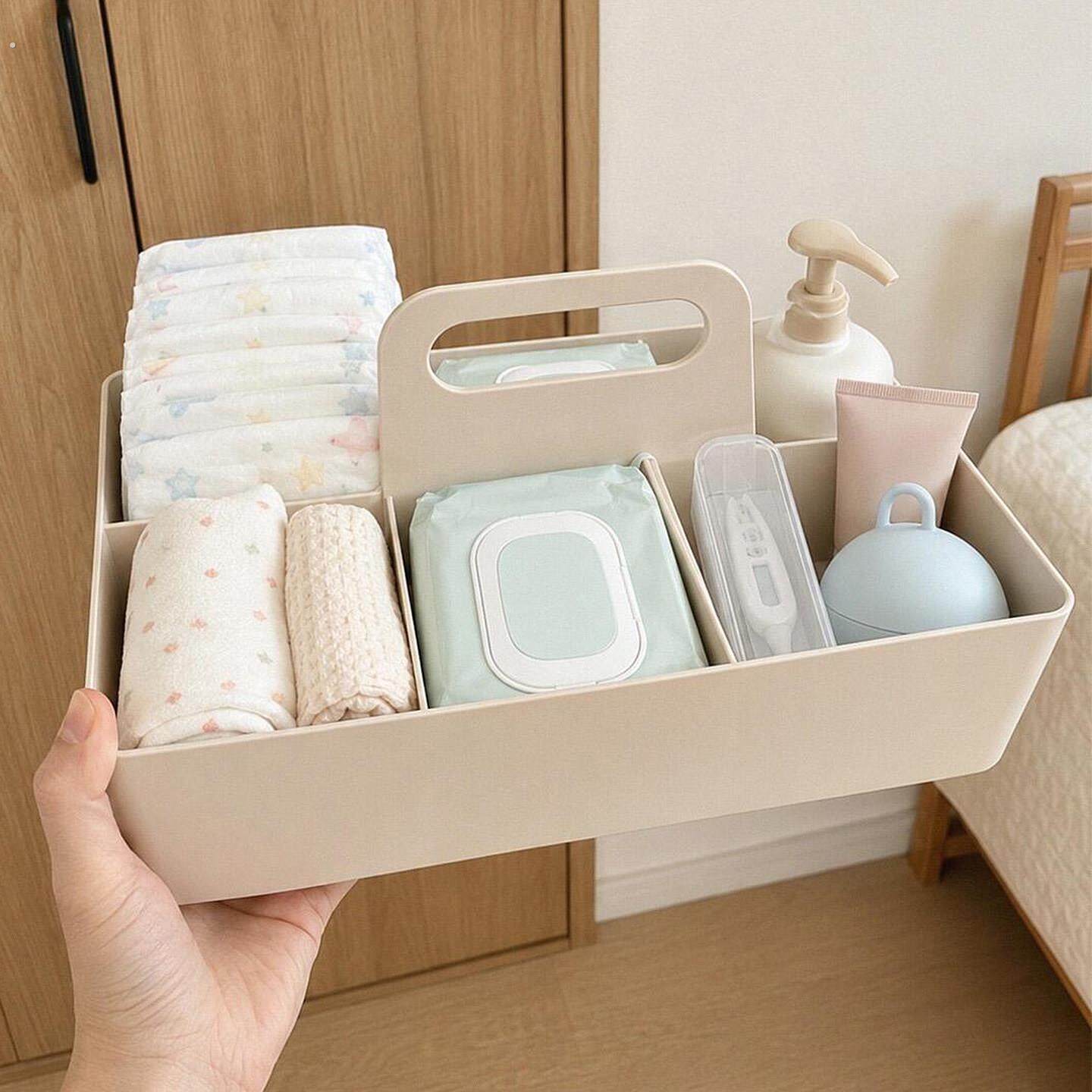 桌面收纳盒化妆品首饰宝宝婴儿用品尿不湿尿片小杂物分隔收纳神器
