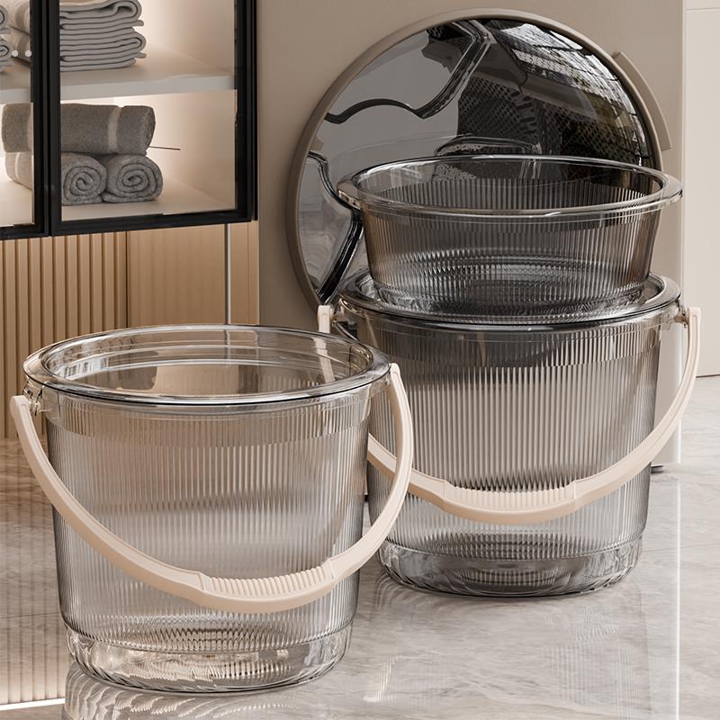 水桶套装家用洗衣桶塑料桶带盖子储水用洗头洗澡桶透明收纳手提桶