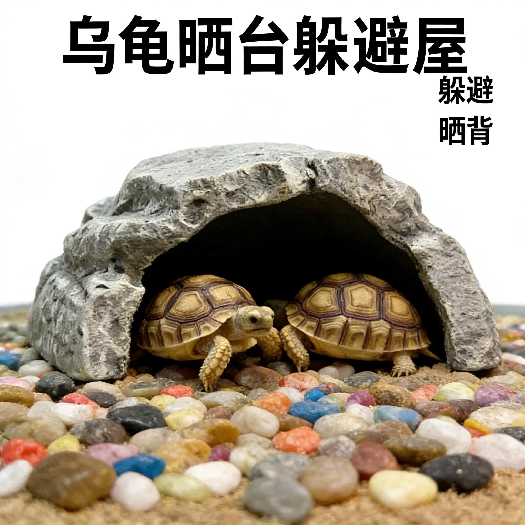 乌龟躲避屋树脂晒台生态洞穴爬台陆龟晒背摆件装饰爬宠缸造景用品