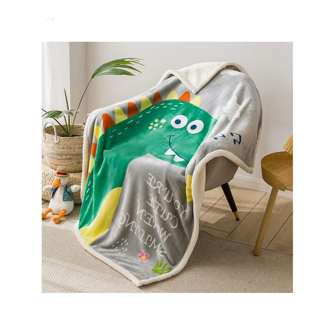 儿童羊羔绒毛毯双层加厚午睡沙发毯子幼儿园小学生法兰珊瑚绒盖毯