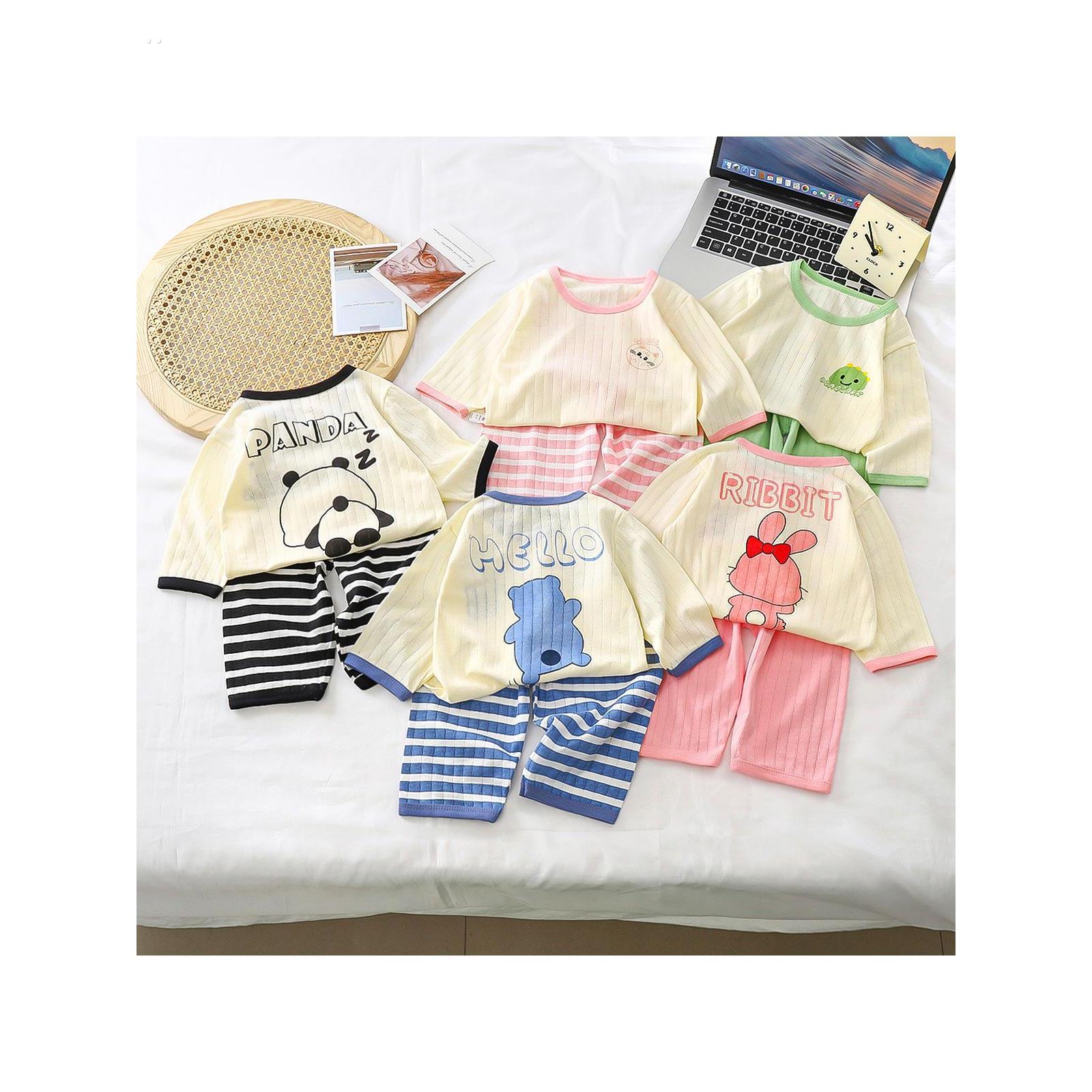 婴童夏装儿童空调家居服薄款纯棉七分袖套装男女宝宝睡衣婴儿衣服