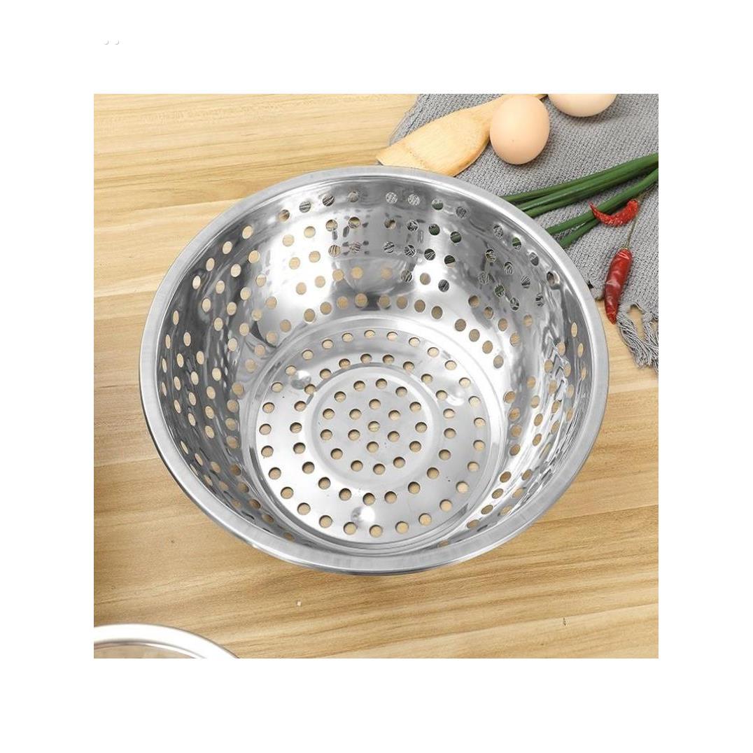 加厚304食品级不锈钢盆商用洗菜漏盆特大号漏盆大孔滤水盆沥水盆