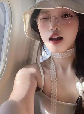 纯欲氛围白色蕾丝飘带女春夏ins风细窄长条丝巾温柔百搭锁骨颈带