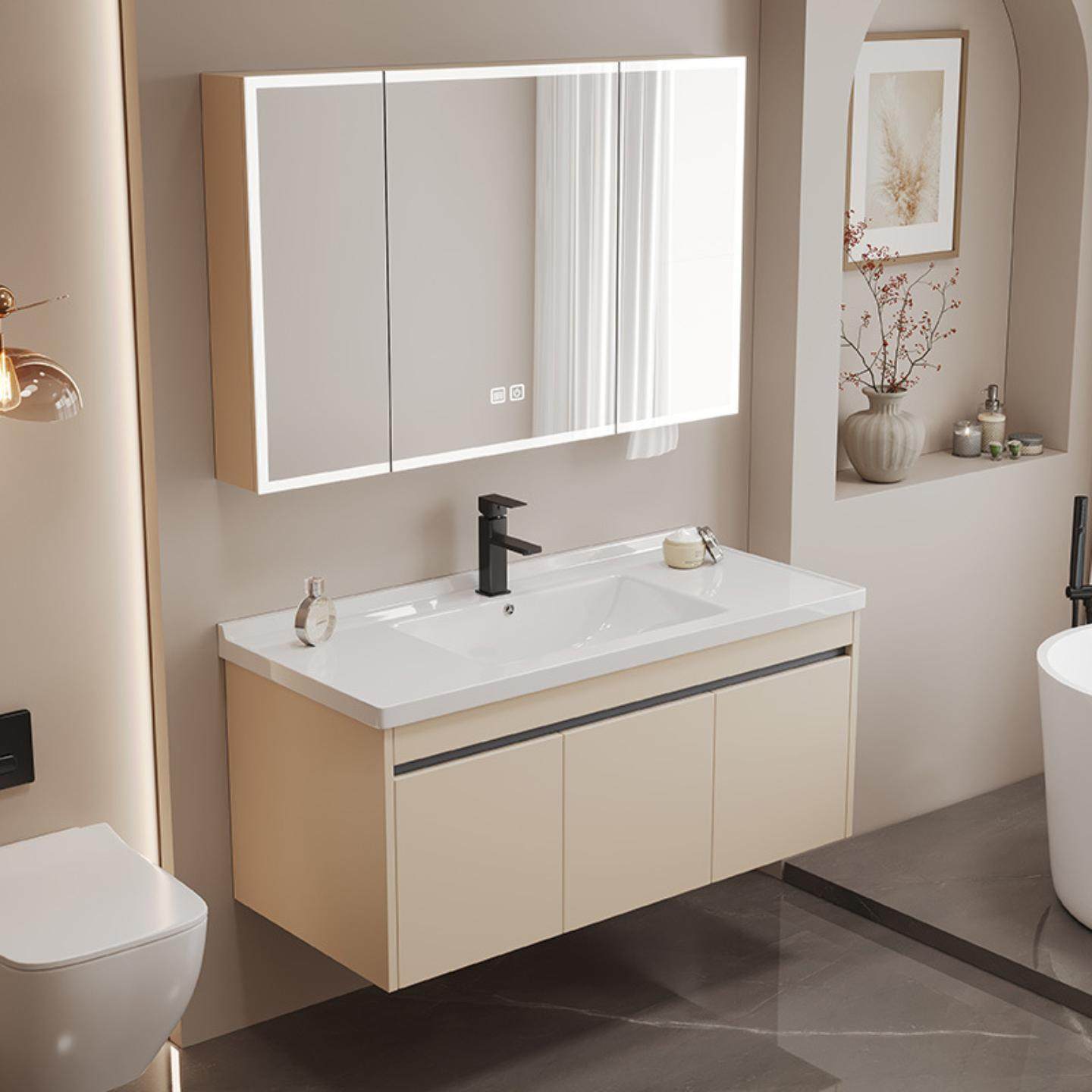 一米二蜂窝铝合金浴室柜陶瓷一体盆组合卫生间18厘加厚洗脸洗手台