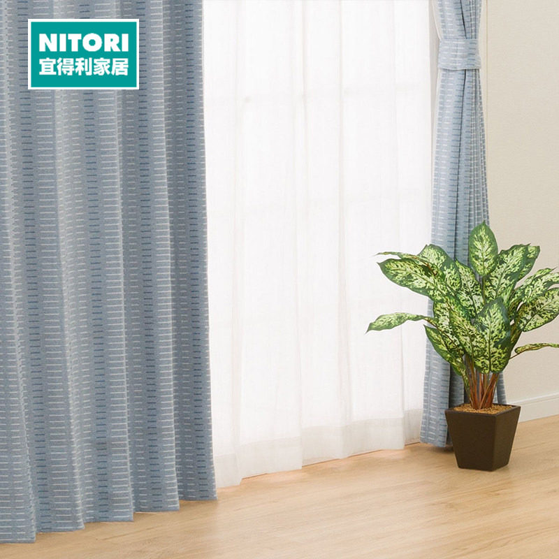 NITORI宜得利家居现代客厅大气窗帘子卧室遮光窗帘 圆点线条