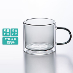 NITORI宜得利家居办公室喝水杯子不烫手250ml双层耐热马克杯
