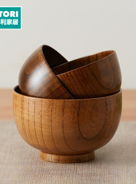 NITORI宜得利家居酸枣木日式木碗家用木碗防摔防烫实木质饭碗