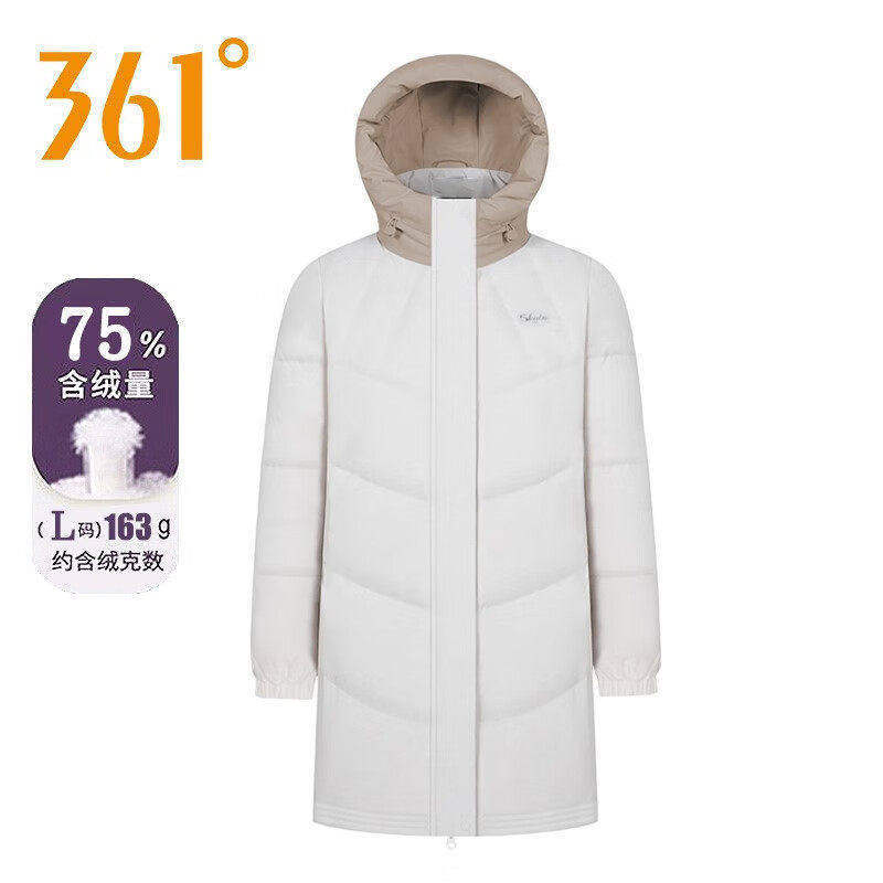 361度女士中长款羽绒服2026春季新款连帽面包服加厚保暧运动外套