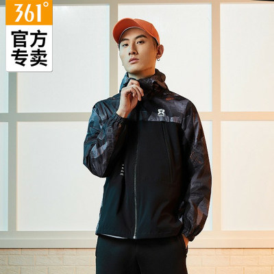 361度男装2021年春夏新款连帽开襟外套时尚潮流青少年迷彩单风衣