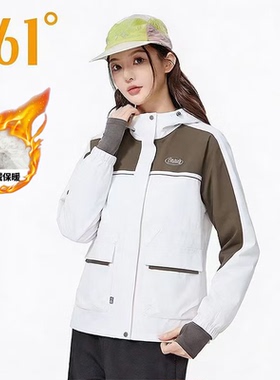361°绒里风衣女装宽松外套2025冬季新款保暖衣防风运动上衣