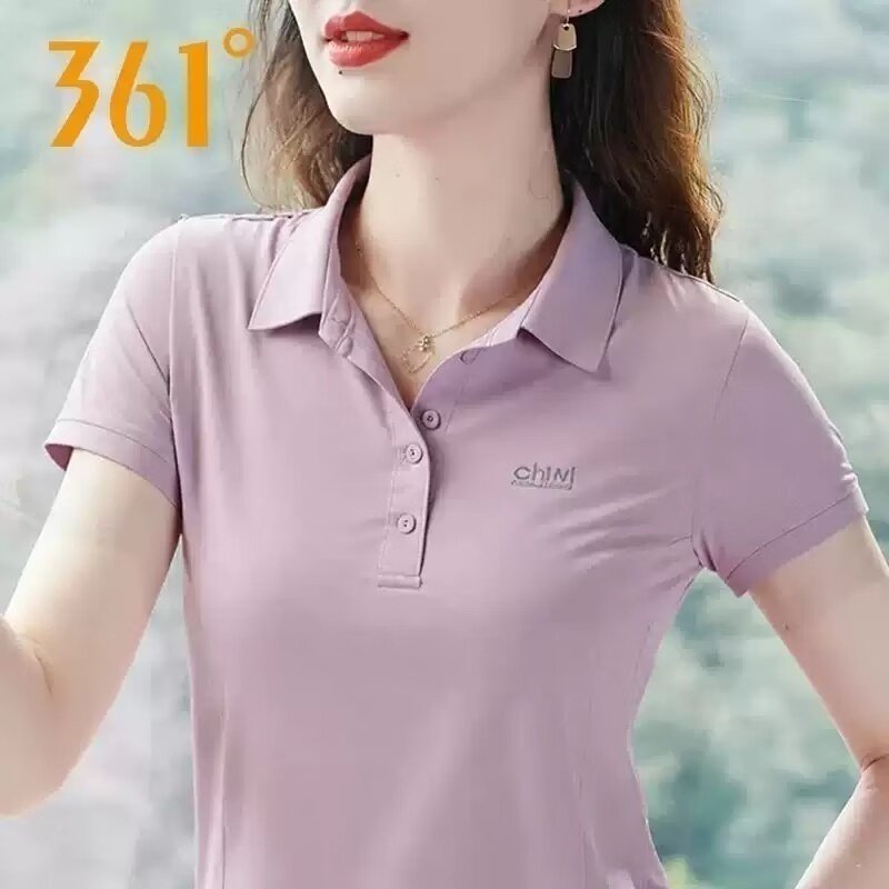 361度女装翻领T恤短袖速干衣