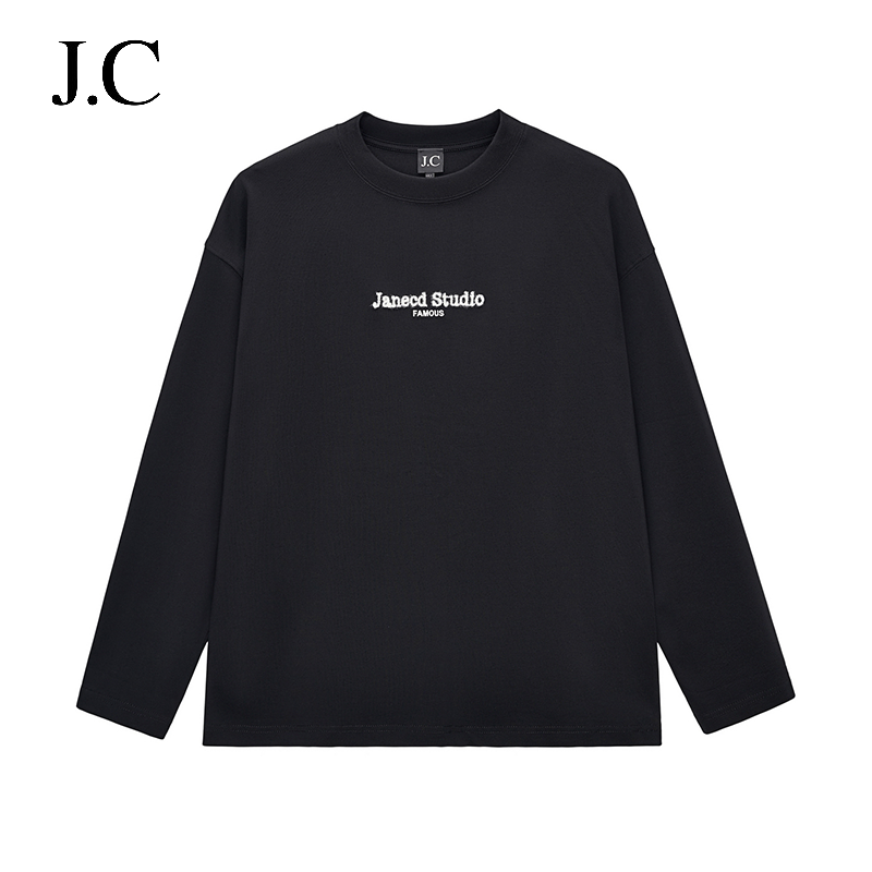 JC美式长袖T恤刺绣310克纯棉