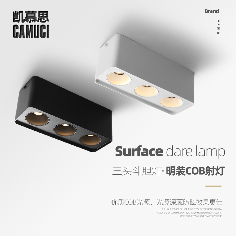 无主灯照明三头防眩led吸顶集成