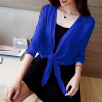 2026 Summer new style small shawl short coat, women's waistcoat, large size thin cardigan, mesh air-conditioned shirt, beach sun-protective clothing thumbnail 6