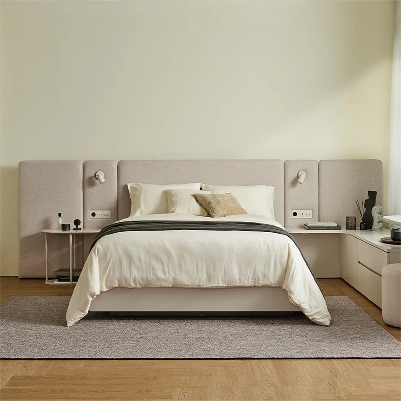 汉森卧室风实木布艺床